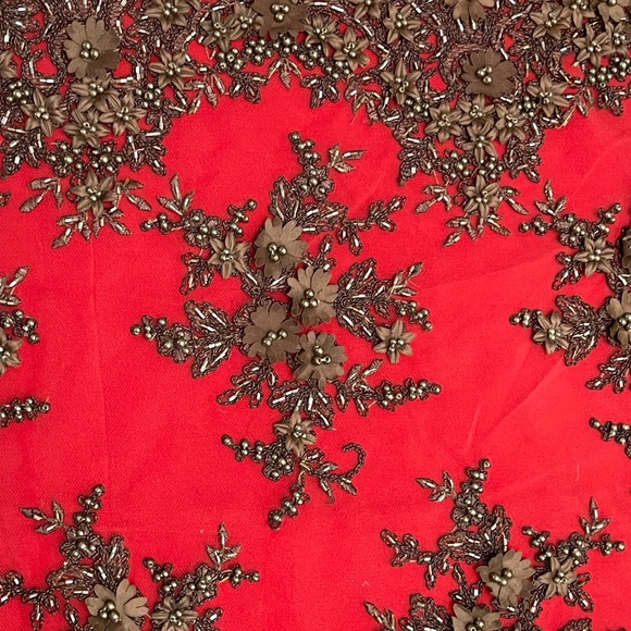 Handmade lace embroidered sequins beaded fabric gown dress 2.5 yard 50” width - Picture 5 of 10